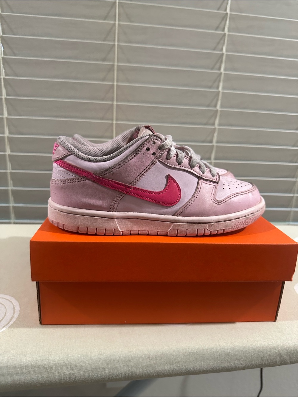 Girls NIKE DUNK LOW TEIPLE PINL SZ 4Y used BEATERS